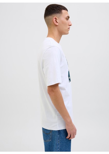 Bisiklet Yaka Beyaz Erkek T-Shirt 12269324_JJHAWAII Shape Tee Ss Crew