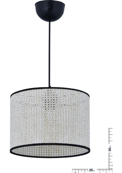 Modern Beyaz Rattan Salon Mutfak Oturma Odası Avize Doğal Hazeran Tekli Avize Hasır 25 cm