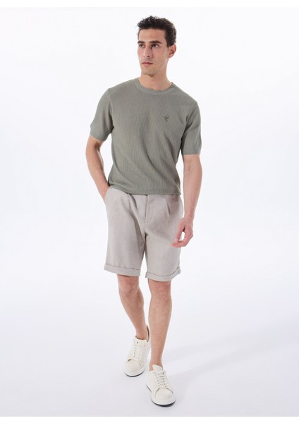 Normal Bel Basic Bej Erkek Bermuda Şort F5SM-SHT 2752