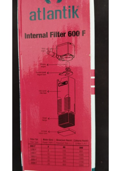 Akvaryum İç Filtre 600F 4W