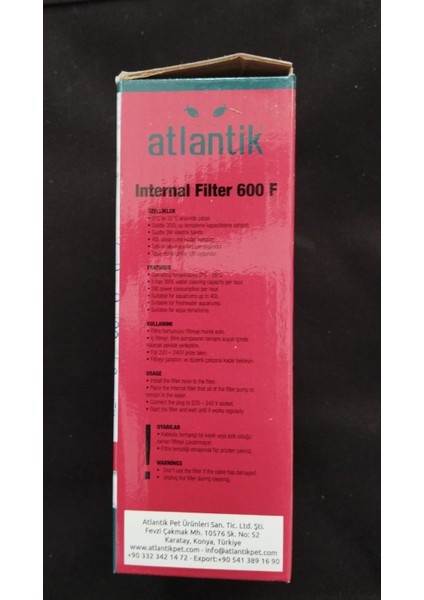 Akvaryum İç Filtre 600F 4W