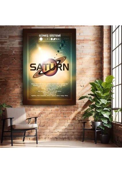 Satürn - Güneş Sistemi Bilgi Tablosu Kanvas Tablo