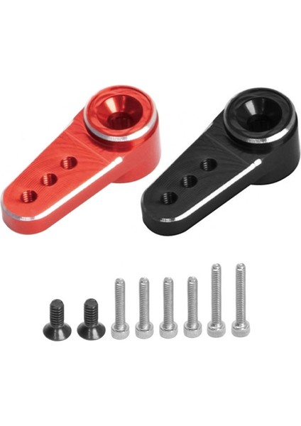 2 Adet Metal 15T Servo Kol Servo Kornası Emax ES08MA Iı Servoya Uygun Eksenel SCX24 1/24 Rc Paletli Araba Parçaları, Kırmızı + Siyah (Yurt Dışından)