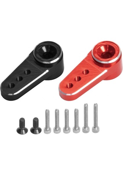 2 Adet Metal 15T Servo Kol Servo Kornası Emax ES08MA Iı Servoya Uygun Eksenel SCX24 1/24 Rc Paletli Araba Parçaları, Kırmızı + Siyah (Yurt Dışından)