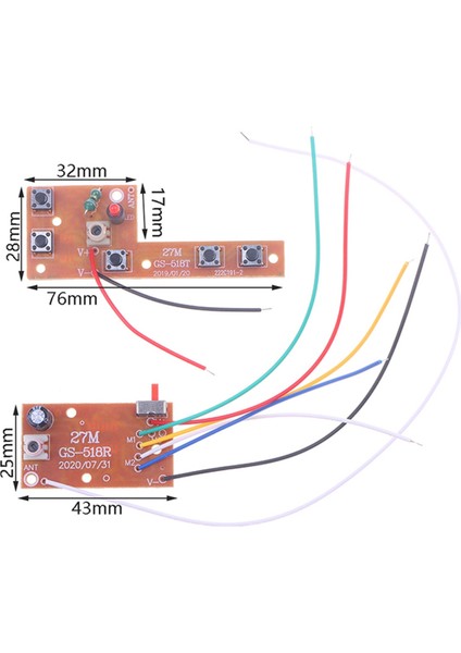 2 Adet 5ch Rc Uzaktan Kumanda 27MHZ Devre Pcb Verici ve Alıcı Kartı Araba Radyo Sistemi Aksesuarları 20-25M (Yurt Dışından)