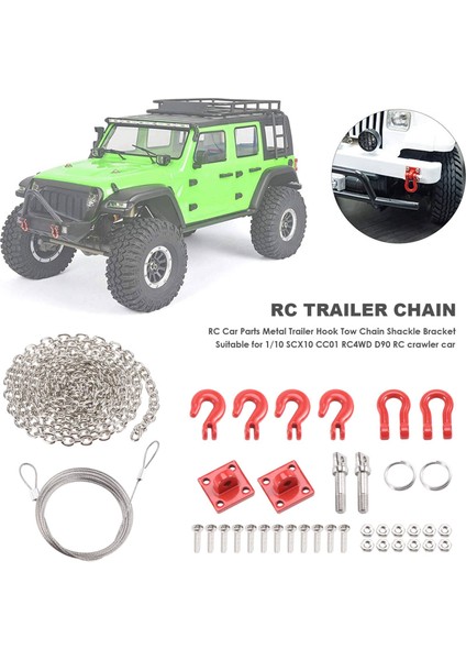 Rc Araba Parçaları Metal Römork Kancası Çekme Zinciri Kelepçe Braketi 1/10 Rc Paletli Traxxas Trx4 Eksenel SCX10 Wraith D90 Tamiya (Yurt Dışından)
