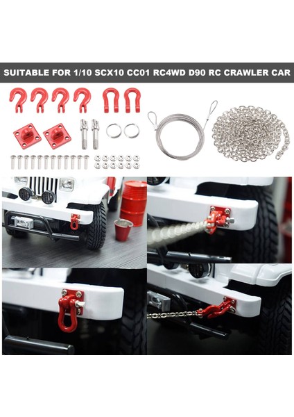 Rc Araba Parçaları Metal Römork Kancası Çekme Zinciri Kelepçe Braketi 1/10 Rc Paletli Traxxas Trx4 Eksenel SCX10 Wraith D90 Tamiya (Yurt Dışından)