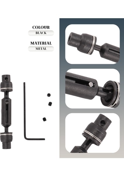 Wpl D12 C24 C34 B14 B24 B16 B36 Mn D90 MN99S Henglong Rc Araba Parçaları Aksesuarları Için Metal Cvd Tahrik Milini Yükseltin, Siyah (Yurt Dışından)