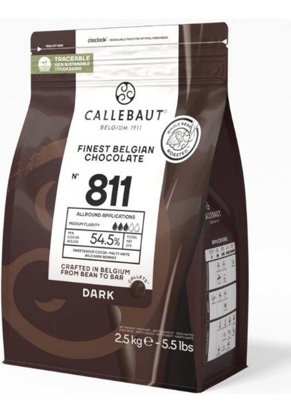 811 Bitter Kuvertür Drop Çikolata 2.5 Kg