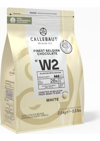 W2 Beyaz Kuvertür Drop Çikolata 2.5 Kg