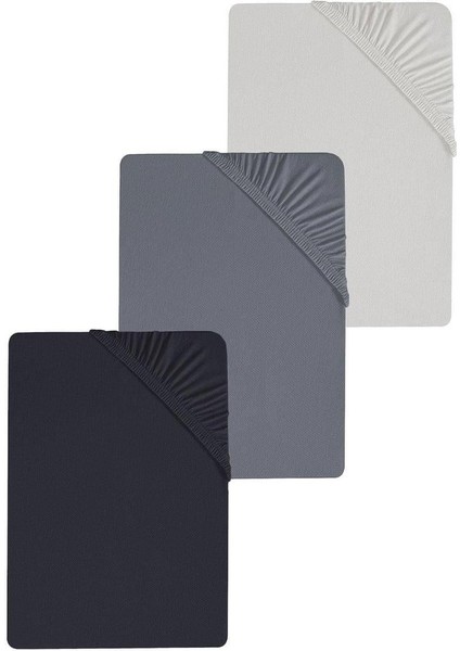 3 Adet Battal Boy Düz Pamuklu Çift Kişilik 200 x 200 cm Lastikli Penye Çarşaf