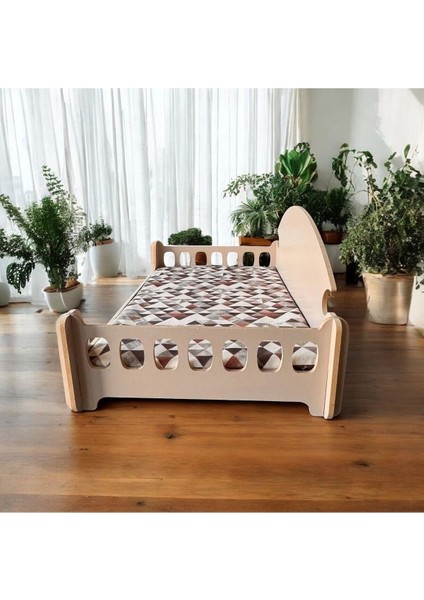 Luxury Pd Taht Kedi Köpek Yatağı Ergonomik 40*70 cm Latte ,yıkanabilir Duck Kumaş Minderi ile Beraber 1 Adet