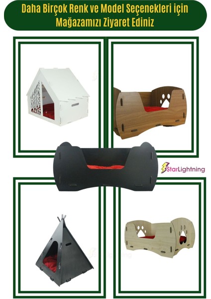 Luxury Ahşap Büyük Kedi Yatağı Premium Kalite Siyah Kedi Evi 50X35 cm Model 6 1 Adet fırsatları