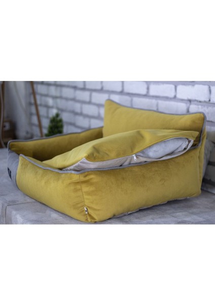 Luxury Premium Lux Seri Iç Mekan Fermuarlı Yıkanabilir Kedi ve Köpek Yatağı (80*100CM) Xlarge 1 Adet