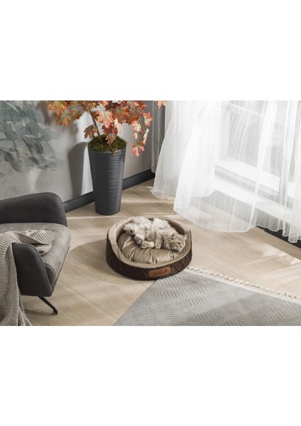 Luxury Elegance Yuvarlak Minderli Evcil Hayvan Kedi Köpek Yatağı 1 Adet