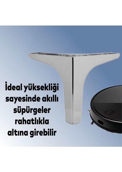 Mobilya Kanepe Sehpa Tv Ünitesi Koltuk Ayağı 17 cm Parlak Krom Baza Ayak 4 Adet