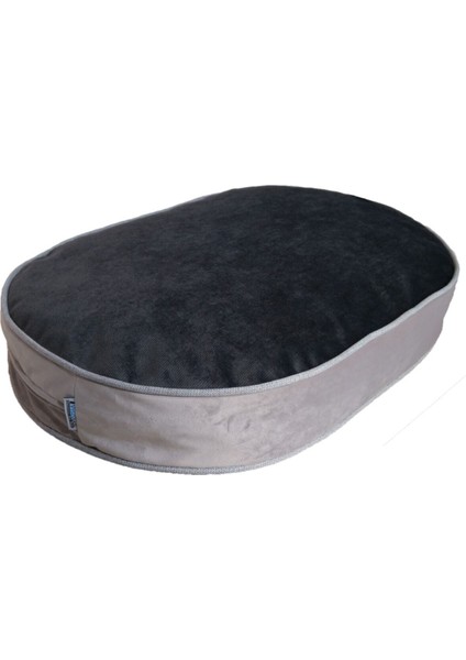 Luxury Çağla Yeşil+Antrasit Gri Premium Visco Dolgulu Yıkanabilir Elips Kedi Köpek Yatağı 70X100X10CM 1 Adet