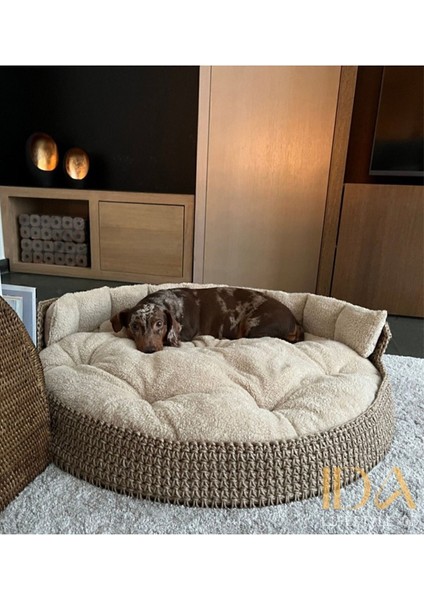 Luxury Köpek Yatağı ve Kedi Yatağı, El Yapımı, Hasır Örgü, Minder Yer Yatağı 1 Adet