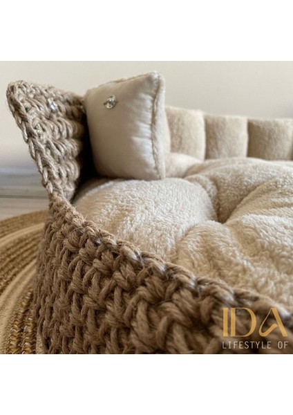 Luxury Köpek Yatağı ve Kedi Yatağı, El Yapımı, Hasır Örgü, Minder Yer Yatağı 1 Adet