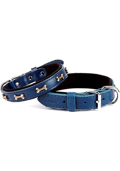 Luxury Doggie Comfort Deri Kemik Süslü Köpek Boyun Tasması Medium Mavi 2X35-40 cm - Petshopundan 1 Adet