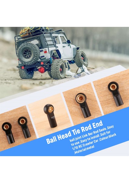 10 Adet Metal M3 Bağlantı Rot Ucu Bilyalı Bağlantı 1/10 Rc Araba Tırmanma Axıal SCX10 D90 D110 Tamiya CC01, Siyah (Yurt Dışından)
