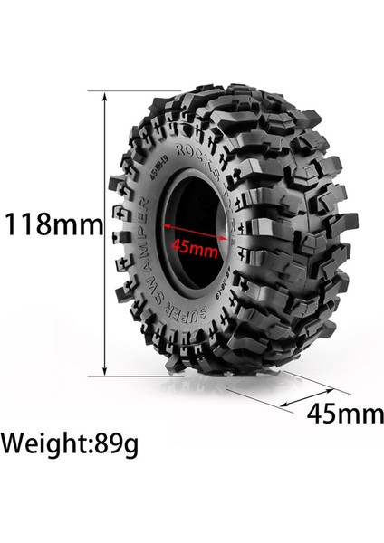 4 Adet 118MM 1.9 Kauçuk Lastik Tekerlek Lastikleri 1/10 Rc Paletli Araba Traxxas Trx4 RC4WD D90 Eksenel SCX10 Iı Iıı Redcat Mst (Yurt Dışından)