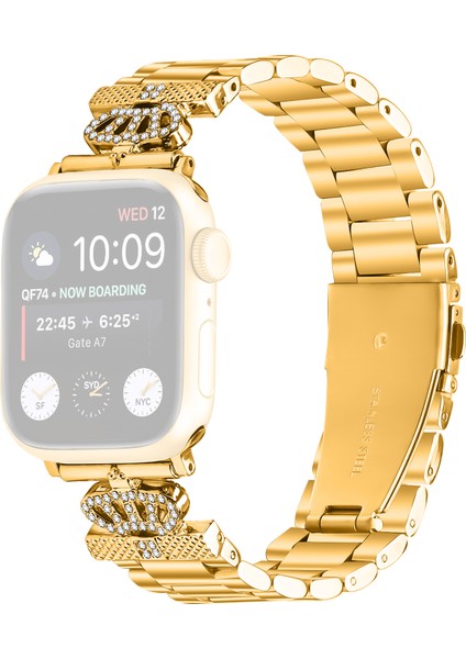 Apple Watch Series 10 Ultra 9 8 46MM 49MM Taç Şekli Watch Band Paslanmaz Çelik Kayış (Yurt Dışından)