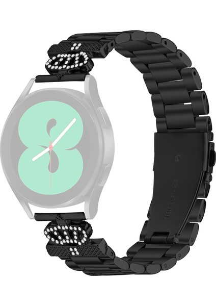Samsung Galaxy Watch4 40MM / 44MM Paslanmaz Çelik Kayış Taç Şekli Taklidi Dekor Watch Band (Yurt Dışından)