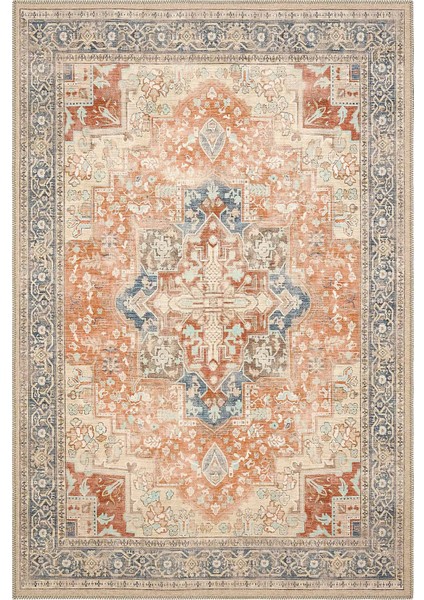 Beylerbeyi By 802 Bej Vintage Halı Oda Salon Halısı Yıkanabilir Eskitme Halı Dokuma Şönil Halı