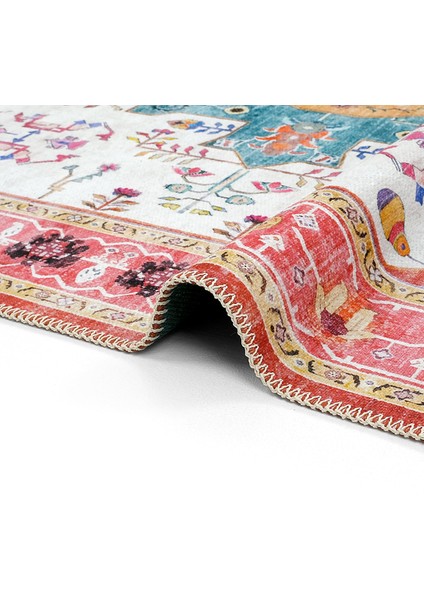 Beylerbeyi By 837 Pembe Halı Etnik Desenli Otantik Ev Salon Halısı Yıkanabilir Dokuma Şönil Halı