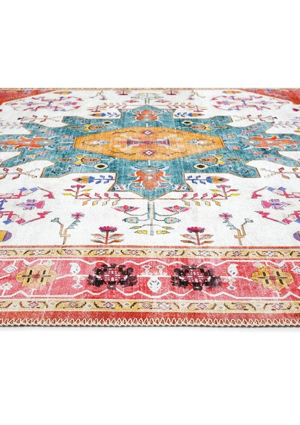 Beylerbeyi By 837 Pembe Halı Etnik Desenli Otantik Ev Salon Halısı Yıkanabilir Dokuma Şönil Halı