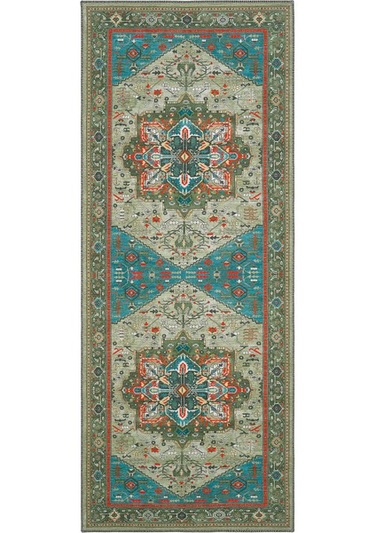 Beylerbeyi By 832 Yeşil Halı Etnik Desenli Otantik Ev Salon Halısı Yıkanabilir Dokuma Şönil Halı fırsatları