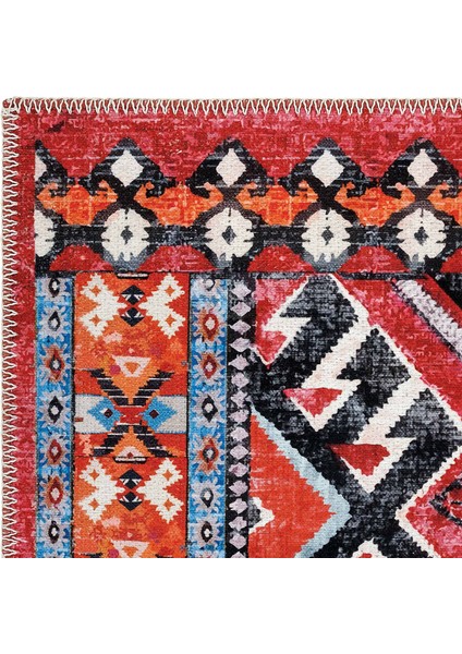 Beylerbeyi By 809 Kırmızı Vintage Halı Ev Oda Salon Halısı Yıkanabilir Eskitme Dokuma Şönil Halı indirimleri