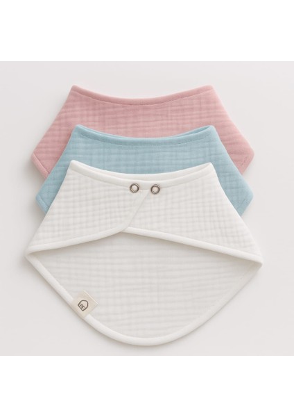 4 Katlı %100 Pamuklu Müslin Kumaş3 Adet Bebek Fuları, Bebek Önlüğü, Müslin Bebek Fuları