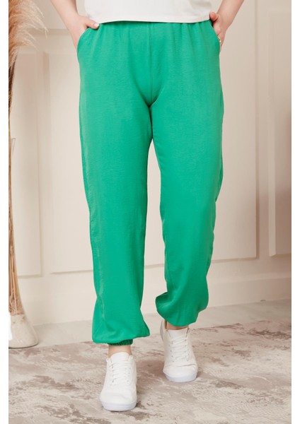 Bel ve Paça Lastikli Aerobin Büyük Beden Benetton Pantolon