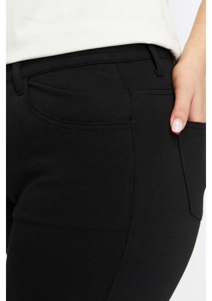 Büyük Beden Boru Paça Çelik Örme Pantolon Siyah modelleri