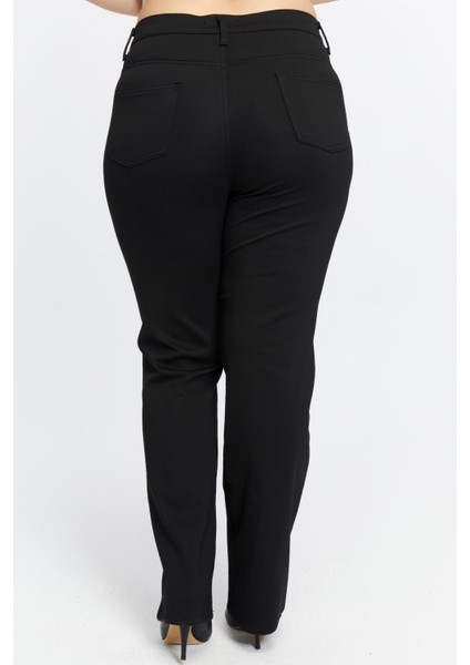Büyük Beden Boru Paça Çelik Örme Pantolon Siyah indirimleri