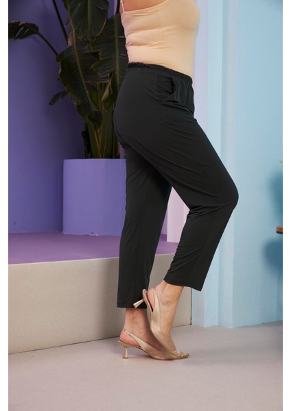 Beli Lastikli Boru Paça Büyük Beden Haki Pantolon fiyatları