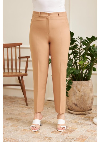 Büyük Beden Vizon Kumaş Pantolon