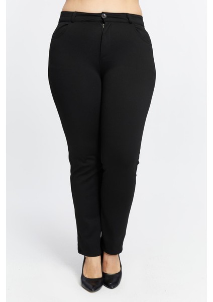 Büyük Beden Çelik Örme Pantolon Siyah
