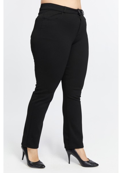 Büyük Beden Çelik Örme Pantolon Siyah modelleri