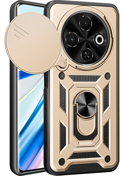 Tecno Spark 30C 4g Pc+Tpu Kickstand Telefon Kapağı, Slayt Kamera Kapaklı (Yurt Dışından)