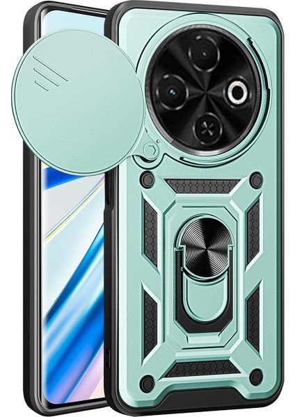 Tecno Spark 30C 4g Pc+Tpu Kickstand Telefon Kapağı, Slayt Kamera Kapaklı (Yurt Dışından)