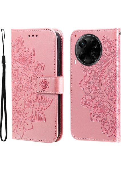 Tecno Camon 30S Pro 4g / Camon 30S 4g Pu Deri Cüzdan Çiçek Telefon Kapağı Standı Görünümü (Yurt Dışından)