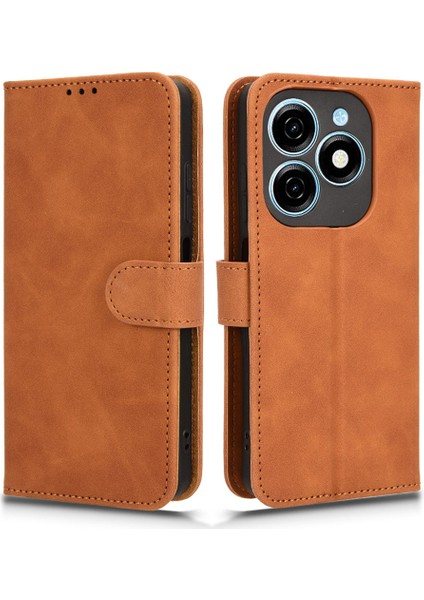 Tecno Spark 20 Pu Deri Flip Skin-Touch Cüzdan Telefon Kılıfı (Yurt Dışından)