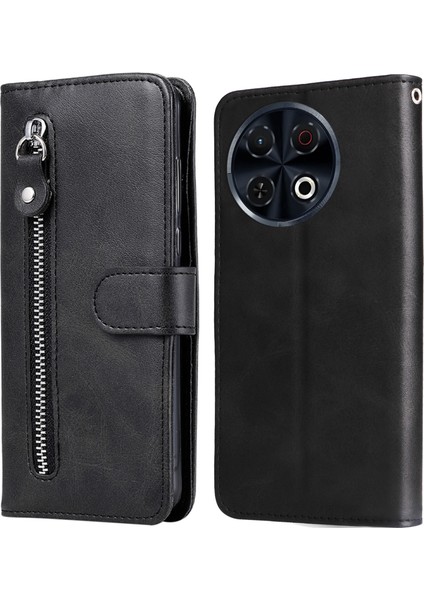 Tecno Spark 30 Pro 4g Fermuar Cüzdan Buzağı Dokusu Pu Deri Telefon Kapağı (Yurt Dışından)
