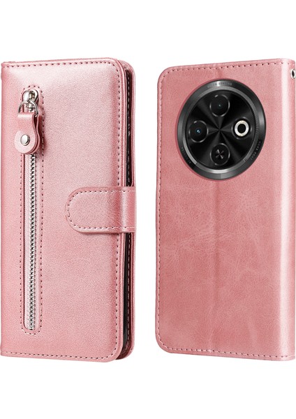 Tecno Spark 30C 4g Fermuar Cüzdan Buzağı Dokusu Pu Deri Telefon Kapağı (Yurt Dışından)