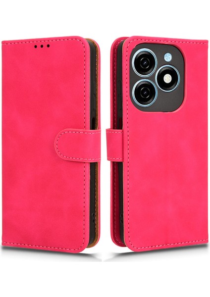 Tecno Spark 20 Pu Deri Flip Skin-Touch Cüzdan Telefon Kılıfı (Yurt Dışından)