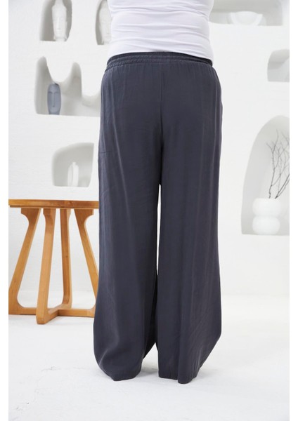 Beli Lastikli Geniş Paça Büyük Beden Pantolon Füme indirimleri