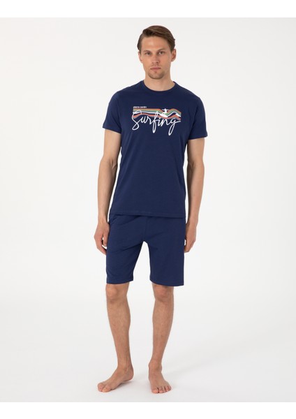 Erkek Mavi Kısakol Şortlu Pijama Takımı 50314387-320